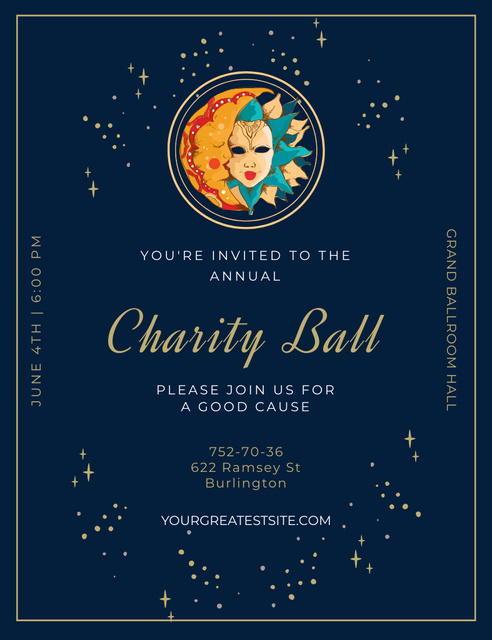 Fundraising Charity Ball Invitation 13.9x10.7cm Design Template