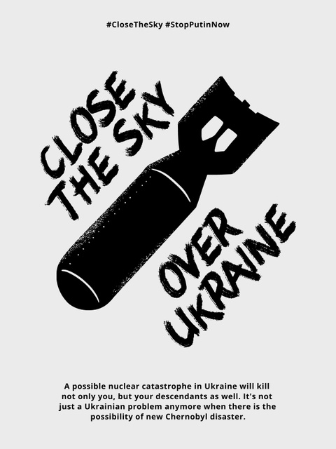 Close the Sky over Ukraine Poster US Design Template