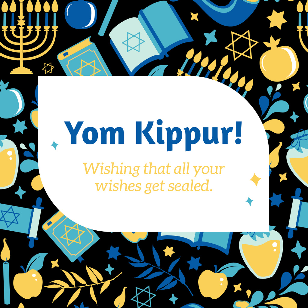 Yom Kippur Holiday with Religious Pattern Instagram Design Template
