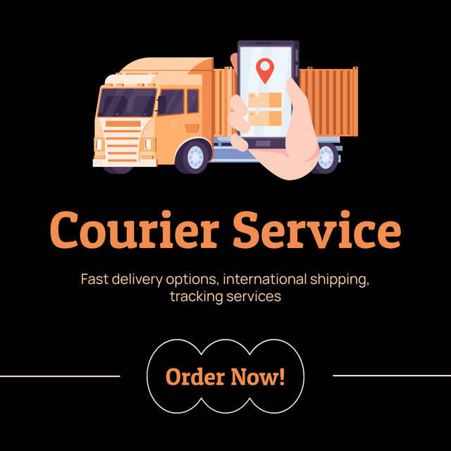 Fast Delivery Options Ad on Black Animated Post Design Template