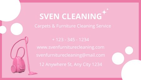 Cleaning Company Ad with Vacuum Cleaner Business Card US Design Template