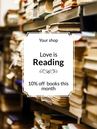 Reading Inspiration with Books on Shelves Poster US Design Template
