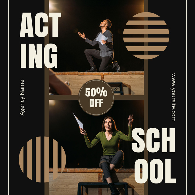 Actor and Actress Rehearsing at Acting School Instagram AD Design Template