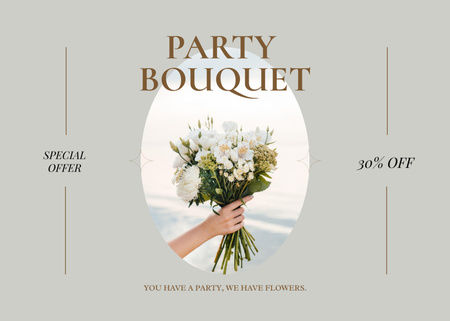 Flowers Shop Services With Bouquets And Discount Postcard 5x7in tervezősablon