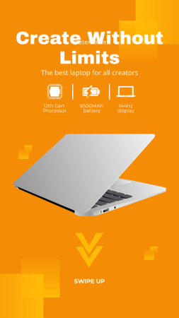 Purchase Offer Modern Laptop on Orange Instagram Story Design Template