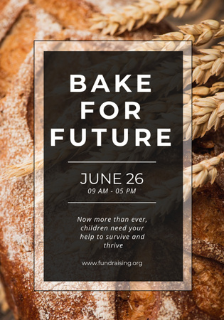 Charity Bakery Sale with Wheat Poster 28x40in Design Template