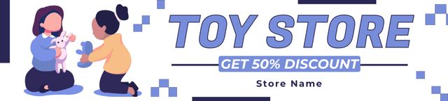 Designvorlage Get Discount on Toys at Children's Store für Ebay Store Billboard