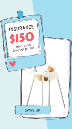 Designvorlage Kids' Highchair with Teddy Bear for insurance offer für Instagram Story