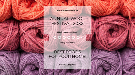 Platilla de diseño Knitting Festival Wool Yarn Skeins Title 1680x945px