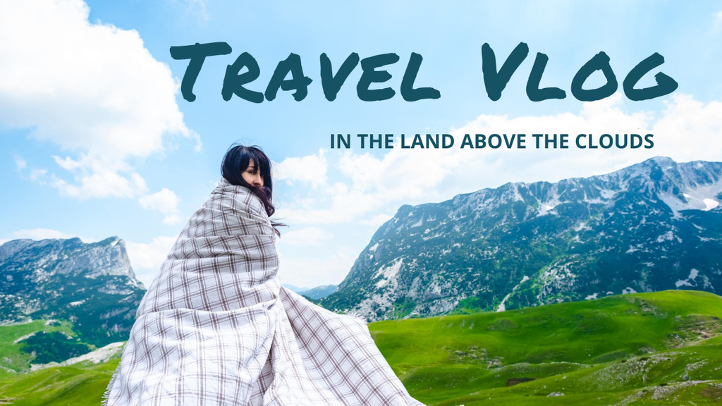 Travel Vlog Promotion with Mountains Youtube Thumbnail Modelo de Design