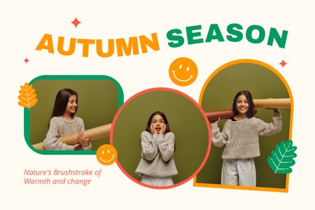 Çocuklar İçin Sonbahar Sezonu Giysileri Promosyonu Mood Board Tasarım Şablonu