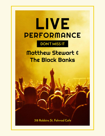 Live Performance Announcement Crowd at Concert Flyer 8.5x11in Design Template