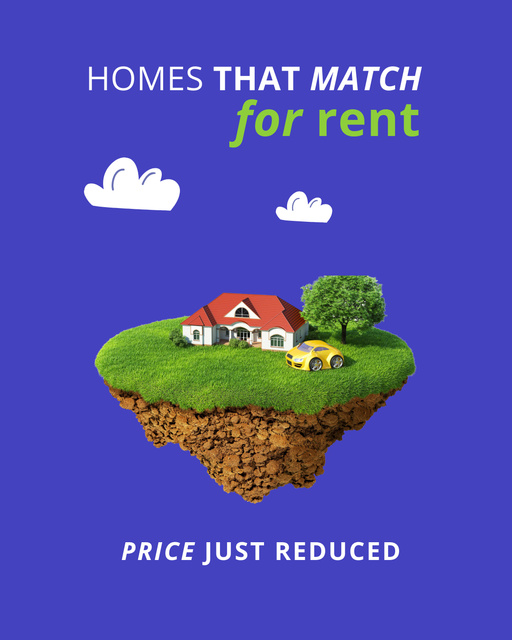 Modèle de visuel Best Homes for Rent Offer on Blue - Poster 16x20in