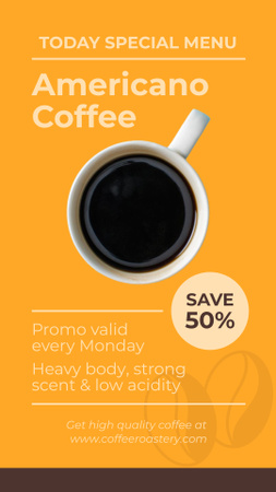 Coffee Shop Ad with Cup Coffee Instagram Story Modelo de Design