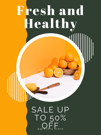 Platilla de diseño Fresh Oranges On Table Sale Offer Poster US
