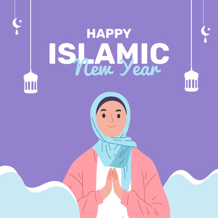Happy Islamic New Year Greetings Instagram Tasarım Şablonu