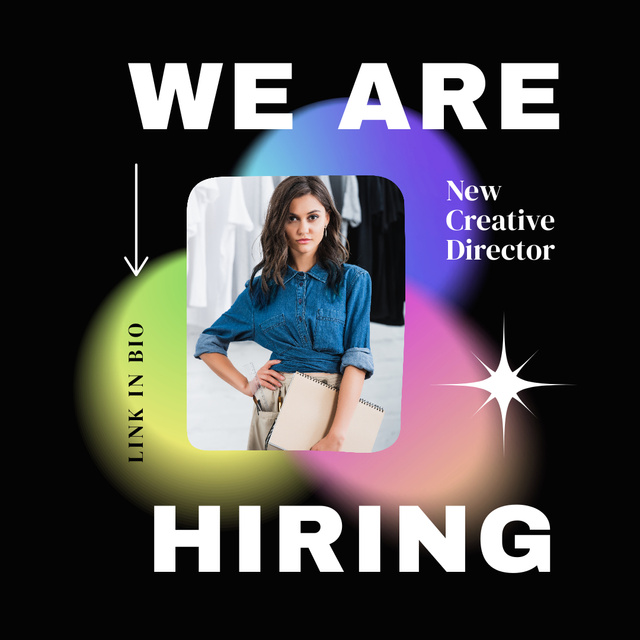 Vacancies Ad with Confident Creative Woman Instagram Πρότυπο σχεδίασης