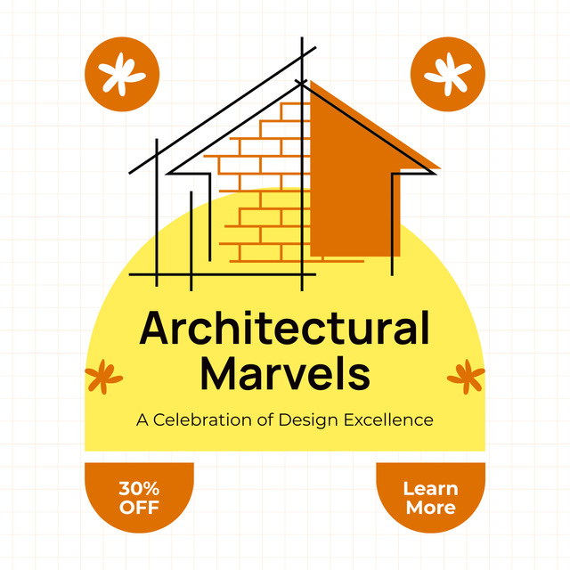 Architectural Services Discount Offer with Illustration of House LinkedIn post tervezősablon
