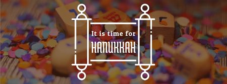 Designvorlage Happy Hanukkah dreidels and scroll für Facebook Video cover