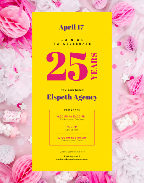 Anniversary Event Celebration with Confetti Poster 22x28in – шаблон для дизайну