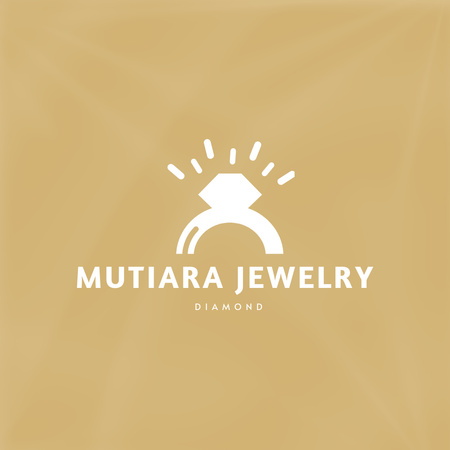 Jewelry Store Ad with Diamond on Beige Logo 1080x1080px Design Template