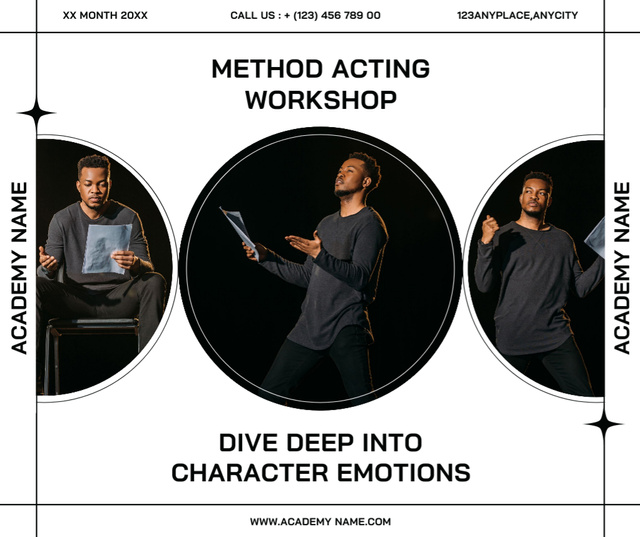 Plantilla de diseño de Collage with African American Actor at Rehearsal Facebook 