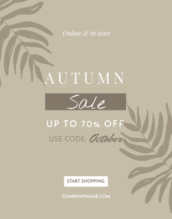 Autumn Sale with Leaves Poster 22x28in Design Template