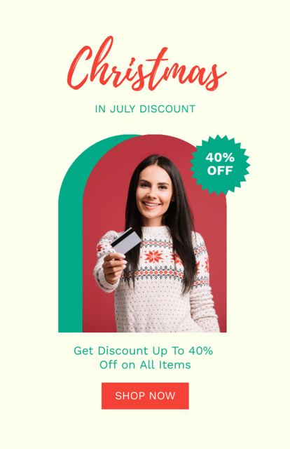 Festive Christmas in July Sale Announcement Flyer 5.5x8.5in Design Template