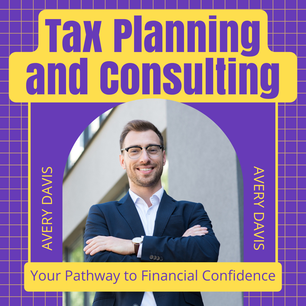 Services of Business Consulting and Tax Planning with Businessman LinkedIn post Tasarım Şablonu