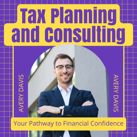 Platilla de diseño Services of Business Consulting and Tax Planning with Businessman LinkedIn post