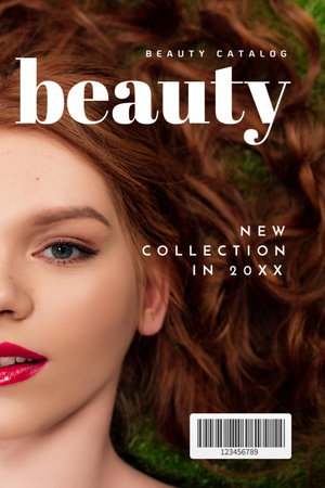 Beauty Items Collection with Young Woman Flyer 4x6inデザインテンプレート