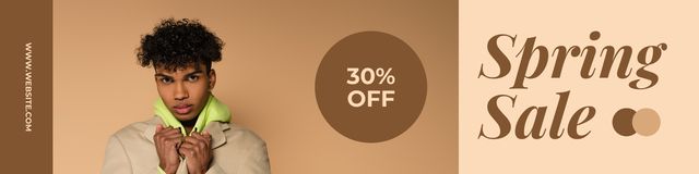 Template di design Spring Sale with Stylish Young African American Man Twitter