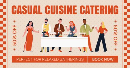 Designvorlage Lässiger Catering-Service mit Menschen bei festlichen Anlässen für Facebook AD