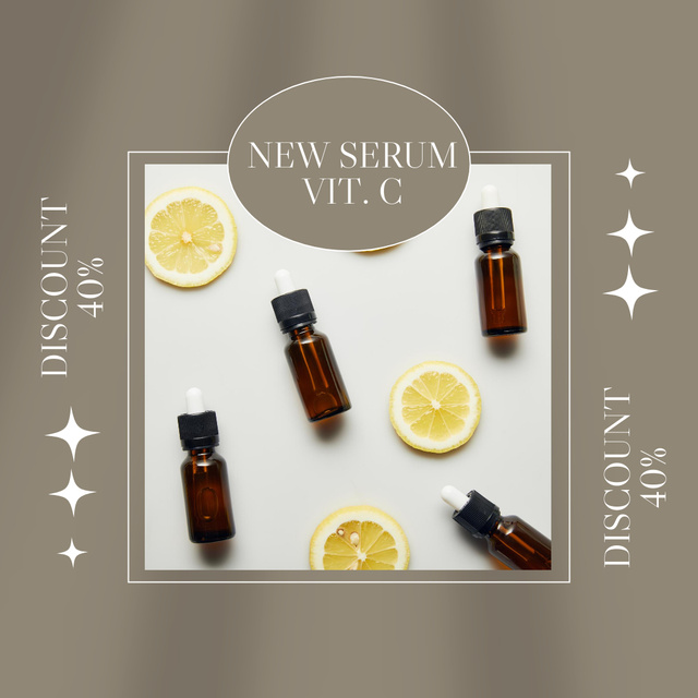 Skincare Offer with Serum Bottle and Lemon Slices Instagram Design Template