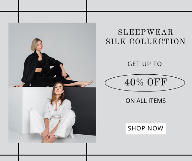 Discount on New Collection Silk Sleepwear Facebook Πρότυπο σχεδίασης
