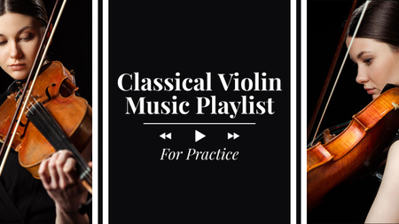 Plantilla de diseño de Anuncio de lista de reproducción de música clásica para violín Youtube Thumbnail 