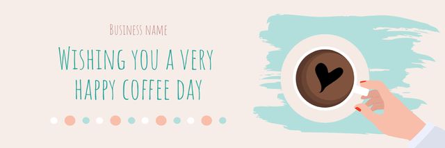 Greeting with Coffee Day with Cup of Hot Drink Email headerデザインテンプレート