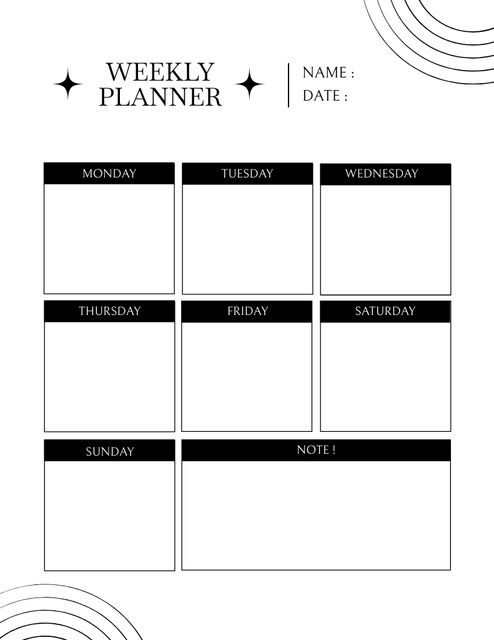 Minimalist Weekly Planner in Grey Notepad 8.5x11in Design Template