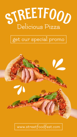 Lezzetli Pizza İçeren Sokak Yemekleri Reklamı Instagram Story Tasarım Şablonu