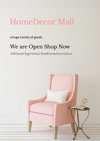Furniture Store ad with Armchair in pink Flayer Πρότυπο σχεδίασης