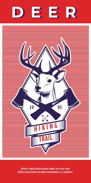 Hiking Trail Ad Deer Icon in Red Graphic Tasarım Şablonu