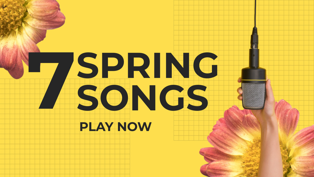 Playlist Offer with Spring Songs Youtube Thumbnail Design Template