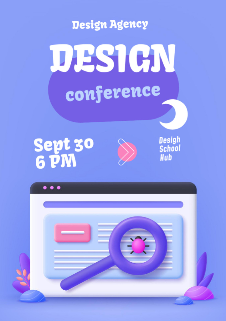Design Conference Event Announcement Flyer A7 Πρότυπο σχεδίασης
