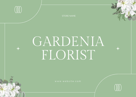 Template di design Proposta di fiorista con fiori su verde Postcard 5x7in