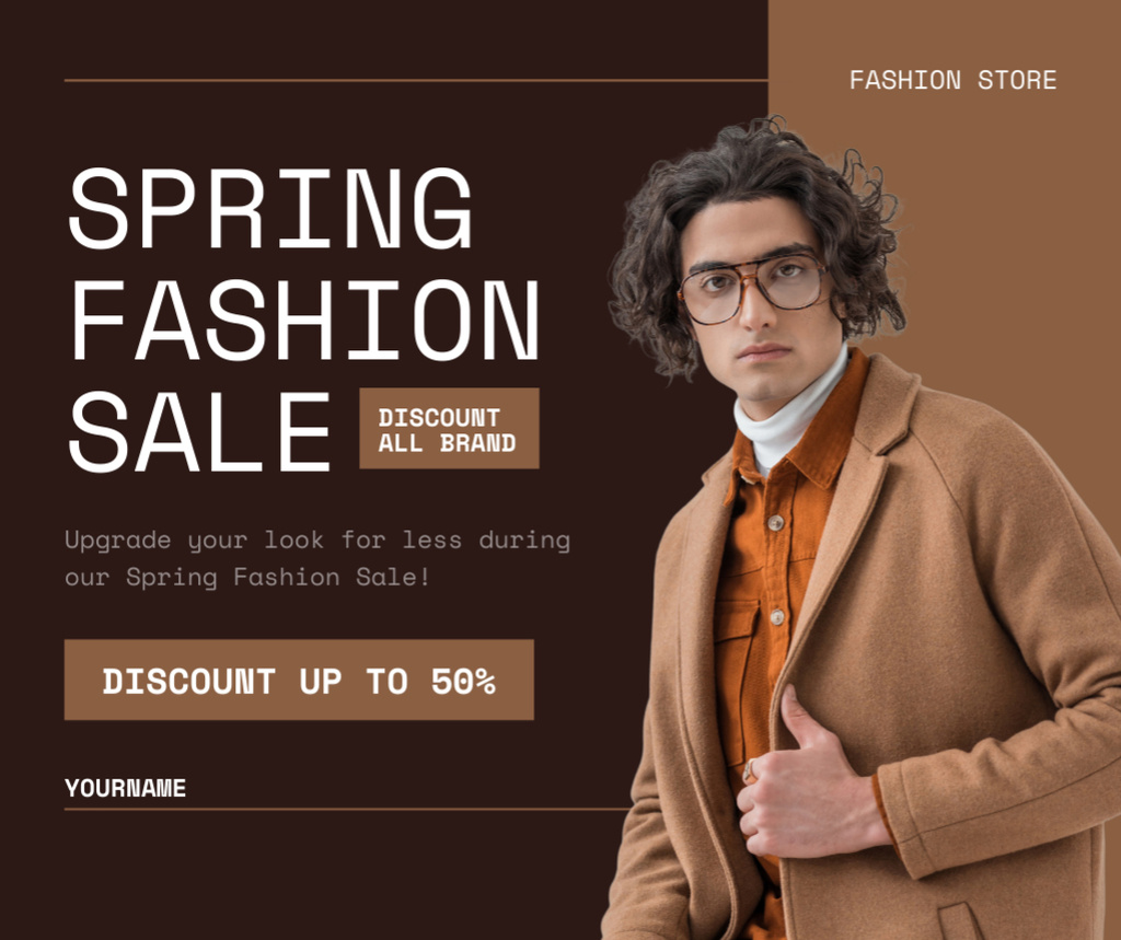 Spring Men's Collection Sale Announcement Facebook Design Template