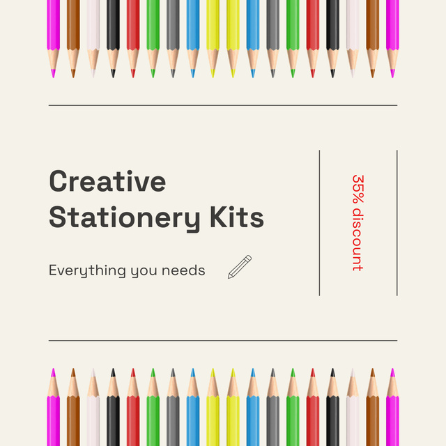 Designvorlage Offer of Creative Stationery Kits für Animated Post