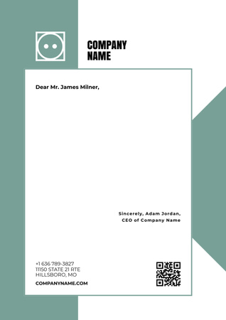Корпоративное письмо на зеленом геометрическом фоне Letterhead – шаблон для дизайна