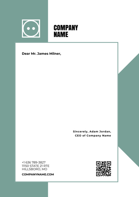 Corporate Letter on Green Geometric background Letterhead tervezősablon