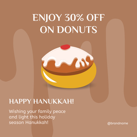 Donuts Sale Offer on Hanukkah Instagram tervezősablon