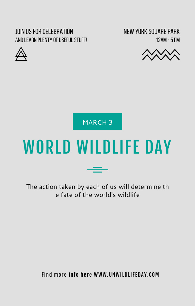 World Wildlife Day Event Simple Text Announcement Invitation 4.6x7.2inデザインテンプレート